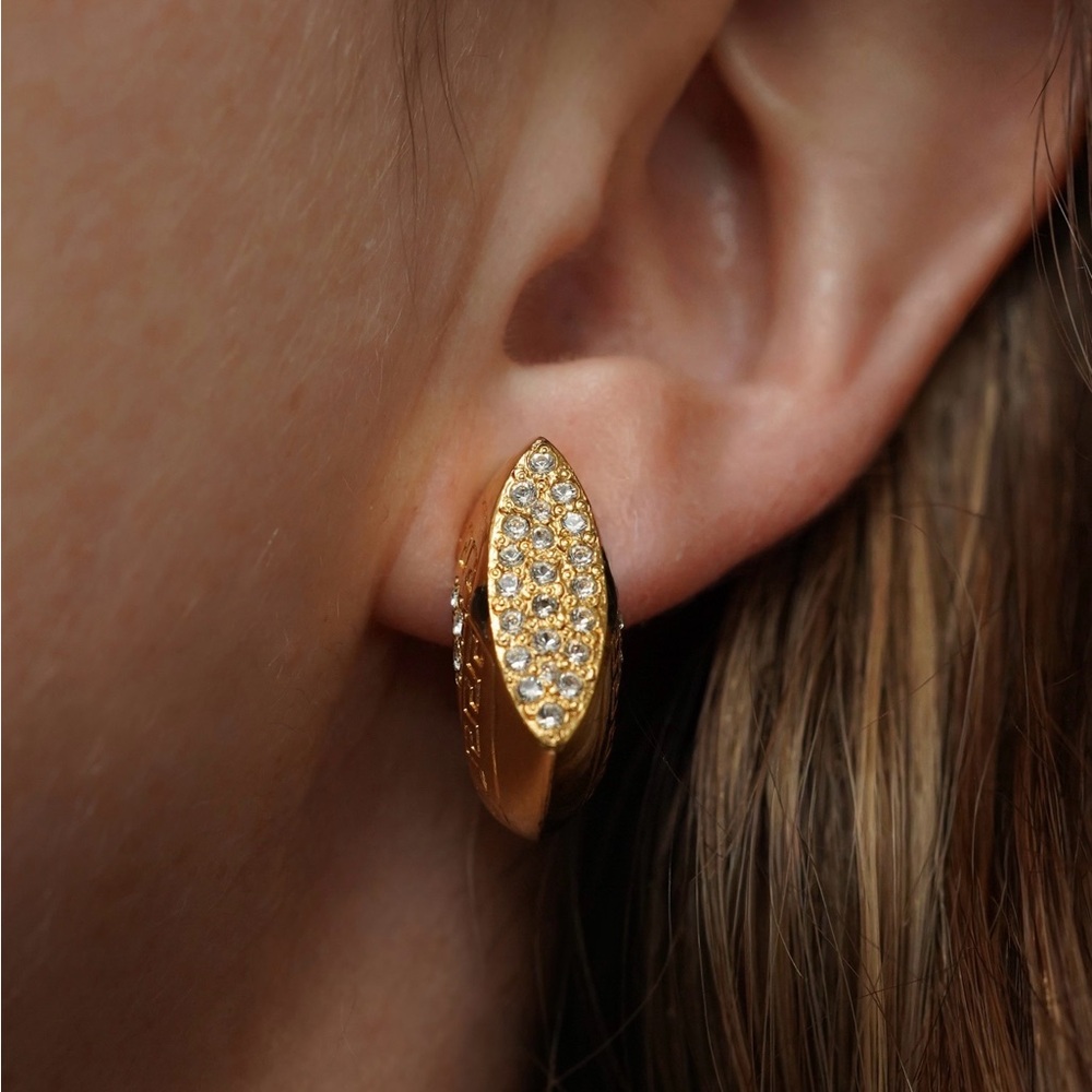 Vintage Gianni Versace Geometric Rhinestone Earrings